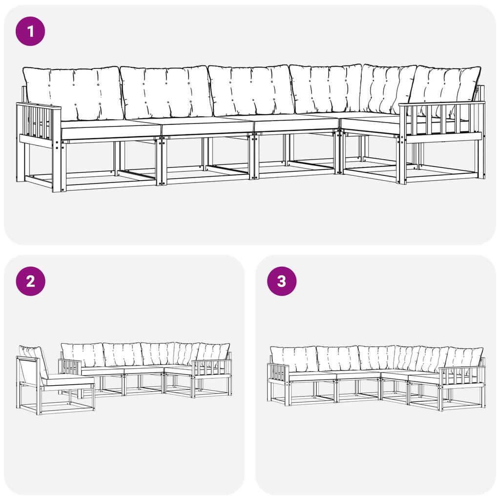 Outdoor Sofa Set with Cushions 5 pcs Natural and Light Grey