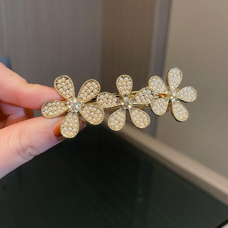 Diamond-encrusted Pearl Love Bow Hairpin Korean Hairpin Versatile Temperament Bangs Clip Ins Edge Clip Hair Accessories