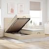 Ottoman Bed with Mattresses & LEDs Cream 180x200 Cm Fabric