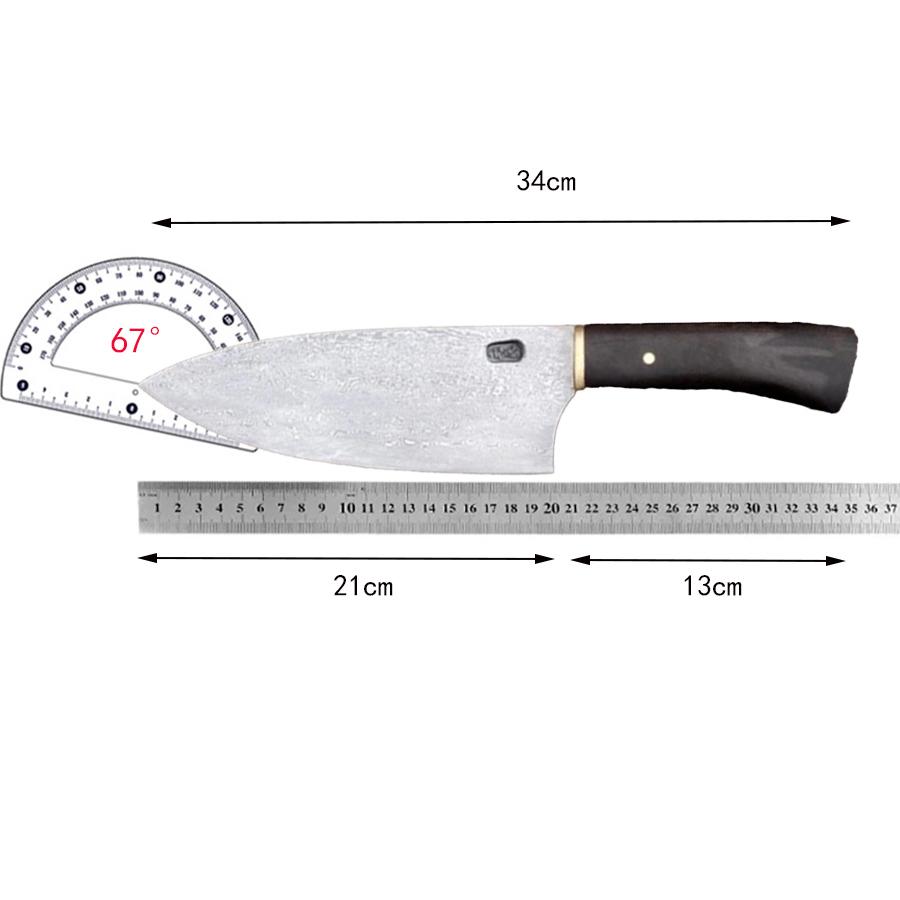 8.3 Inch Deba Knife Double-edged Blade Handmade Damascus Steel Chef Chopper Fish Cleaver Kitchen Knives Meat And Poultry Tools