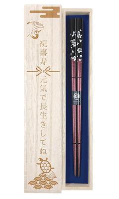 Essstäbchen Silber Kirschblüte Lila Design mit Paulownia-Box und Verpackung Kishou Kishou Celebration Kishou Celebration Celebration Geschenk Geschenk