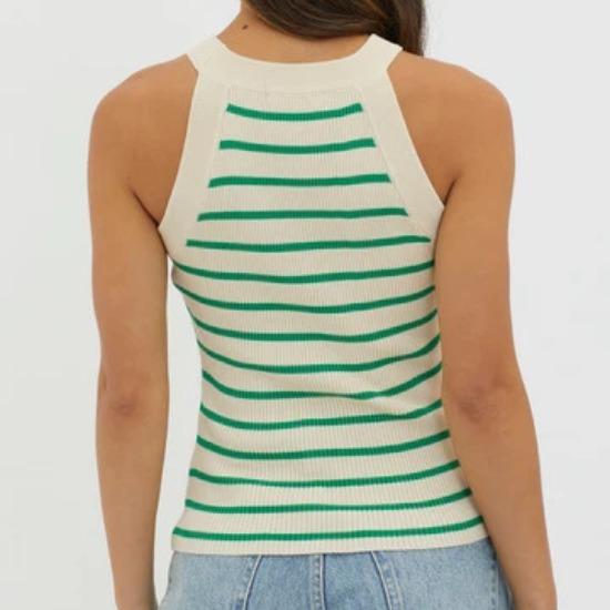 GMXIA Hottie Top Sexy Sleeveless Striped Inside Wear Knitted Vest Women
