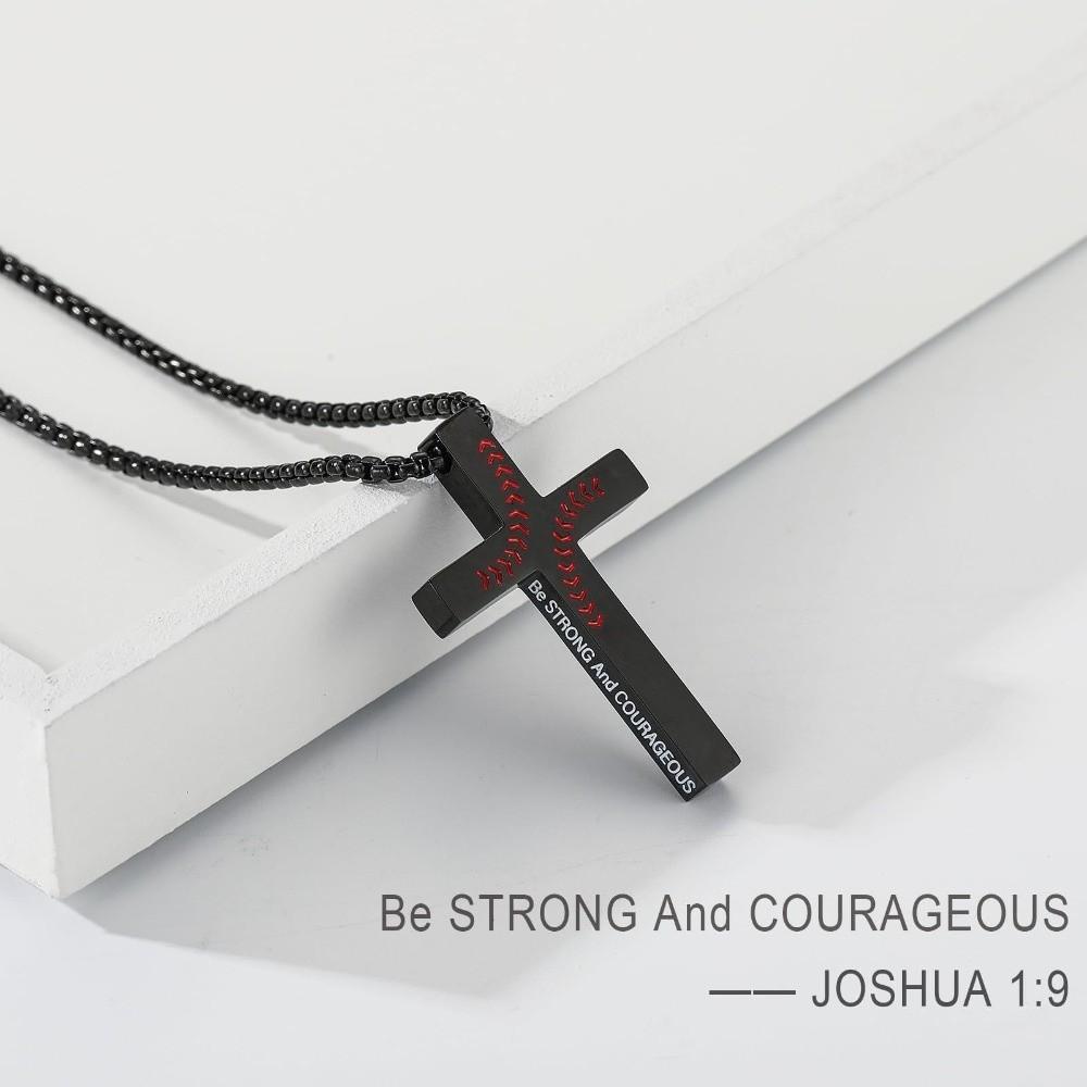 Baseball Pattern Cross Necklace Stocking Stuffers Stainless Steel Cross Pendant Christmas Gifts Characteristic