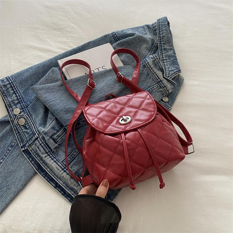 

Рюкзак Wind женский 2025 новый рюкзак модный ромбовидный универсальный ins сумка-ведро красный