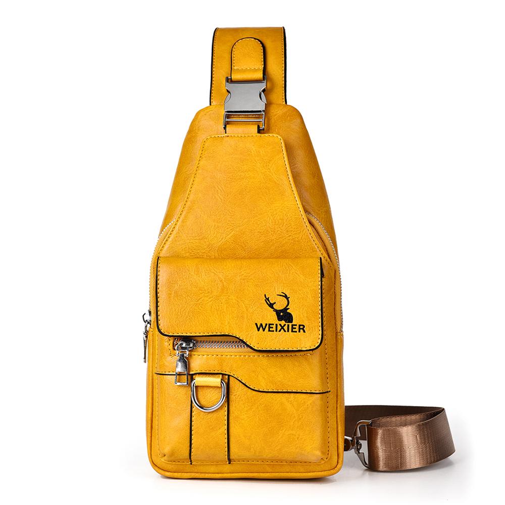 

WEIXIER Сумка-слинг для женщин и мужчин, кожаная сумка через плечо, рюкзак через плечо, дорожная сумка жёлтый