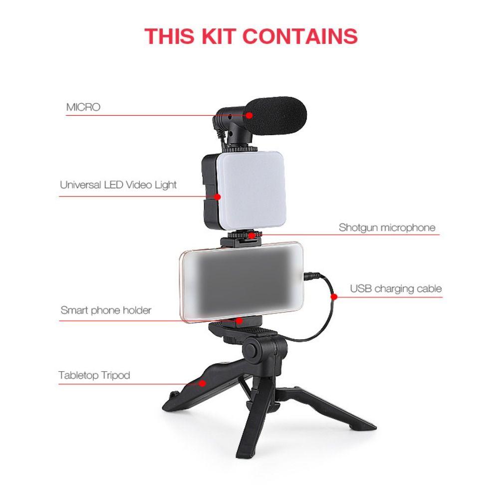 Rotating Phone Stand Stabilizer with Light and Microphone Live Streaming Holder  Live Any time