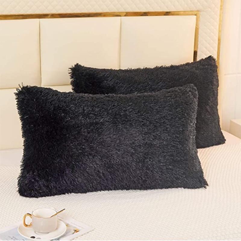 Soft Velvet Mink Plush Rectangle Pillowcase Nordic Fur Solid Color Home Decor