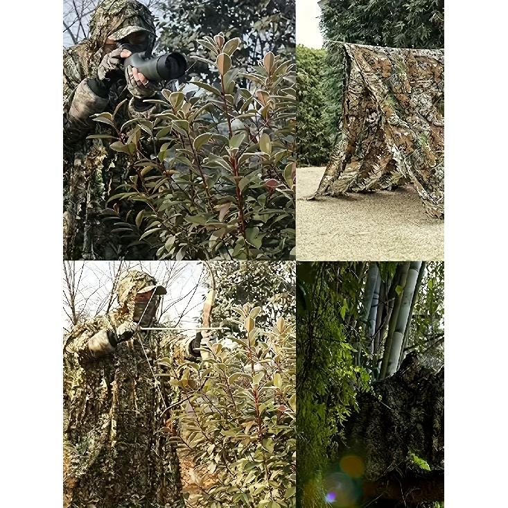 Costume da Combattimento Mimetico a Mantello Foglia d'Acero 3D con Cappuccio a Rete Taglia Unica è perfetto per l'osservazione degli uccelli all'aperto, la caccia, l'outdoor