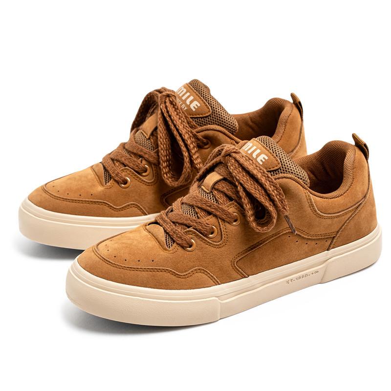 

Burgundy low-top men s Hong Kong style casual youth trend Korean version lace-up versatile flat-bottomed fashion college niche board shoes 44 верблюд