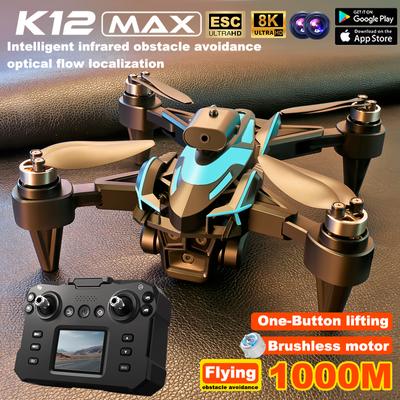 Nový RC displej K12Max Prenos v reálnom čase Bezuhlíkový 8K HD ESC Letecký fotografický dron WIFI FPV Kvadrokoptéra na vyhýbanie sa prekážkam Darček pre deti