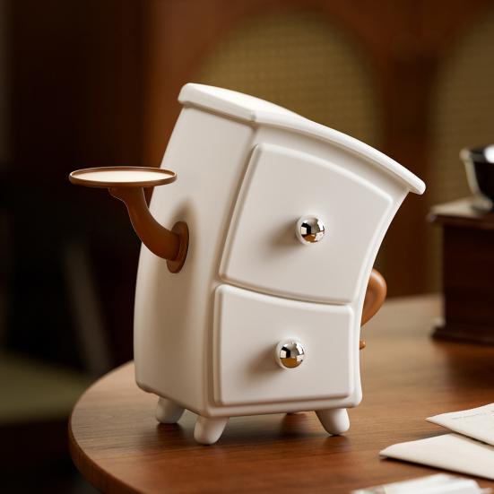 Dual Drawer Storage Box Cartoon Design Decorative Organizer Keys Jewelry Cosmetics Stationery Entryway