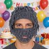Kids Hat with Detachable Soft Yarn Straight Hair Wig Punk Style Mustache Warm Knitted Beard Cosplay