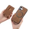 For iPhone 16 Case Compatible with MagSafe Leather Back Cover with Detachable Card Holder