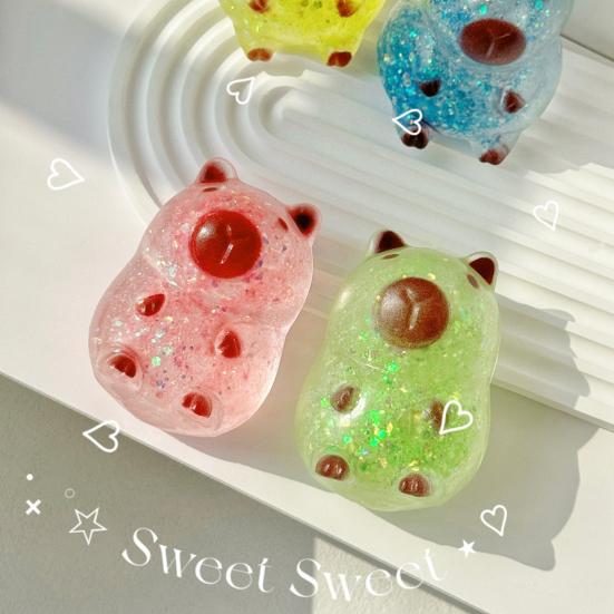 Glitter Capybara Sugar Stress Ball Anxiety Relief Clear Capybara Squeeze Toy Stretchy Slow Rising Relaxing Animal Pinch Fidget Toy