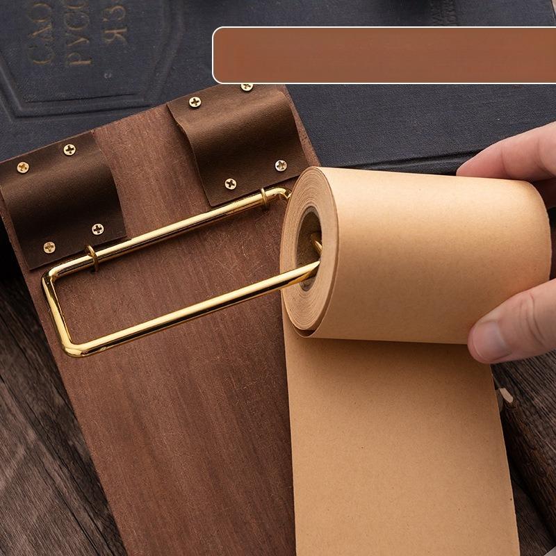 Vintage Clip Board with Hanging Rope Memo Pad Roll Paper Holder Blank Notes for Kitchen Wall Fridge Message Board Home Office