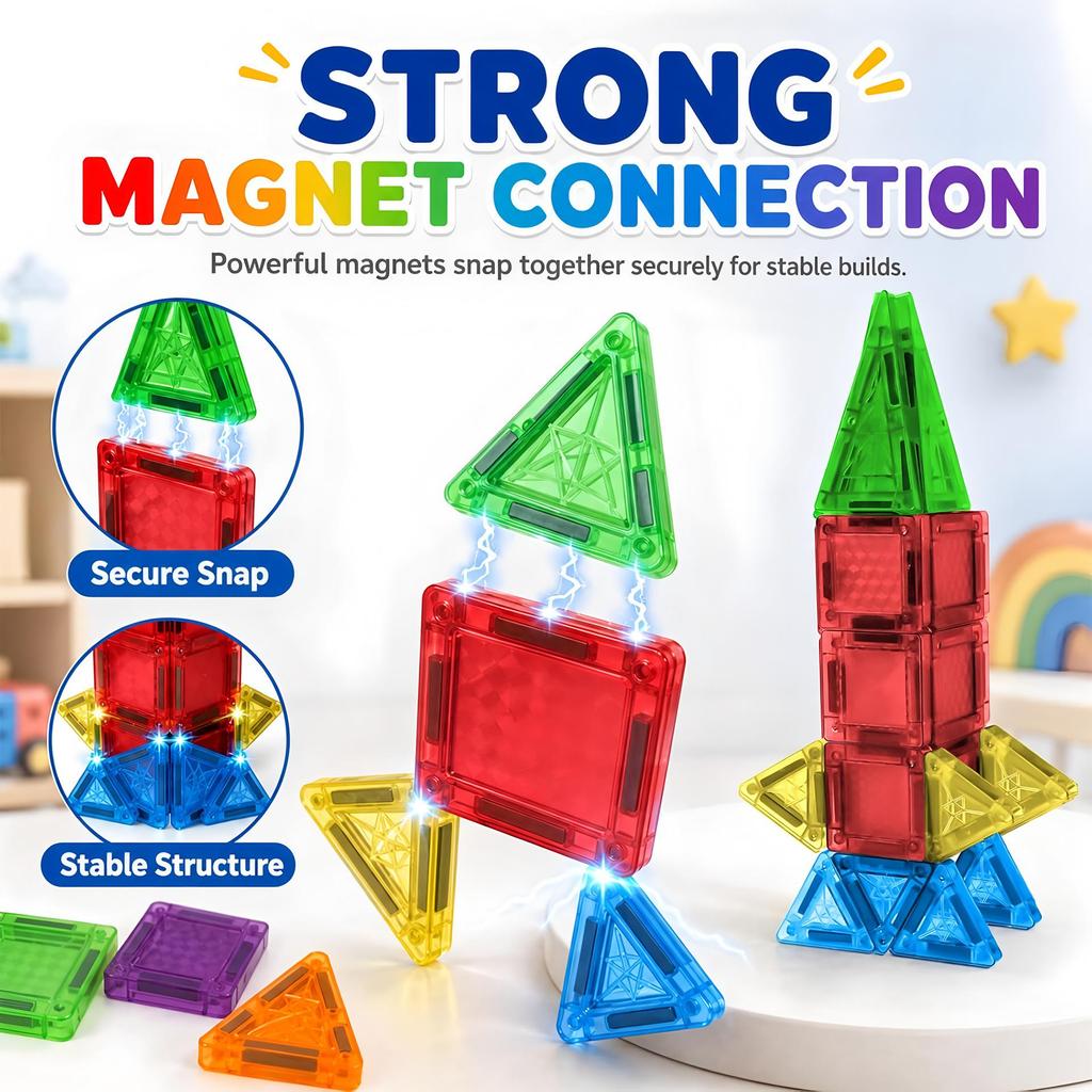 Portable Magnetic Stained Glass Building Tiles Set for Kids - Educational Toy