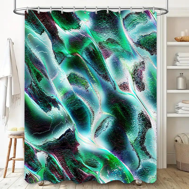 Luxury 3D Waterproof Shower Curtains for Bathroom Decorations Green Marble Print Fabric Water Repellent Modern Home Decor Window