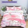3pcs Strawberry My Melody Quilt Cover Set (1 Quilt Cover + 2 Pillowcases Without Pillow Core), High-Definition Printing for Home and Dormitory.W1