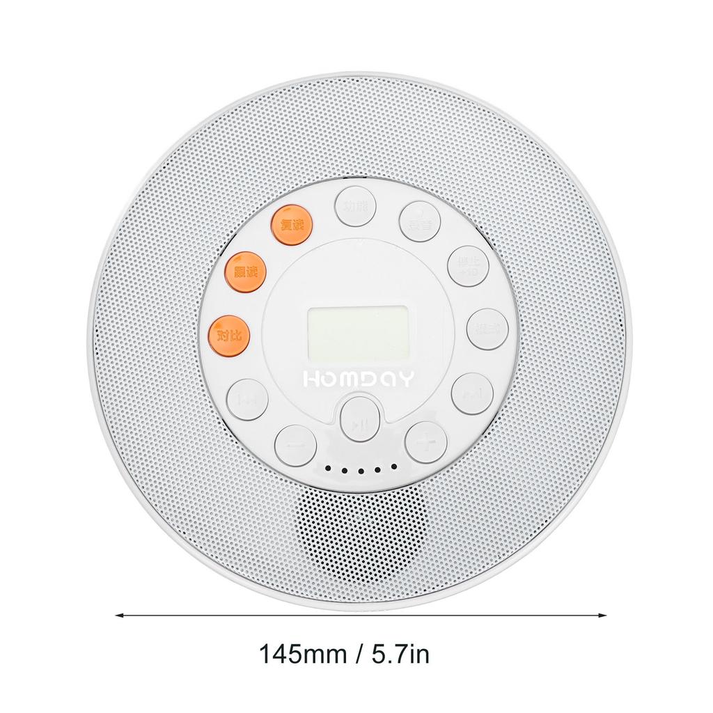 CD Music Player Portable CD Player 2000mAh Rechargeable CD Music Player Support CD CD‑RW MP3 with Speaker for Car Home Travel