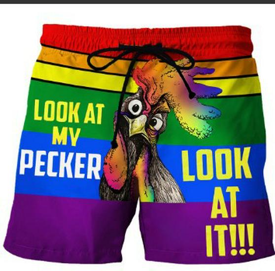 Men's 3D Turkey Head & Banana Print Swim Shorts