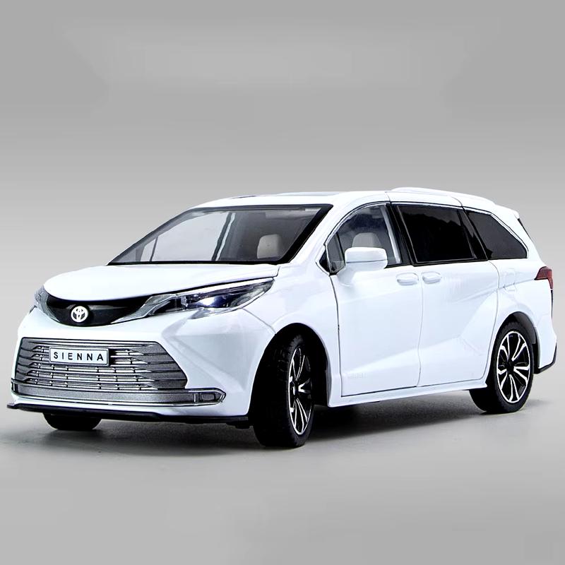 1:24 Toyota Sienna MPV Van Alloy Die-cast Toy Car Metal Toy Commercial Vehicle Car Model Sound and Light Pull Back Collection Children's Toy