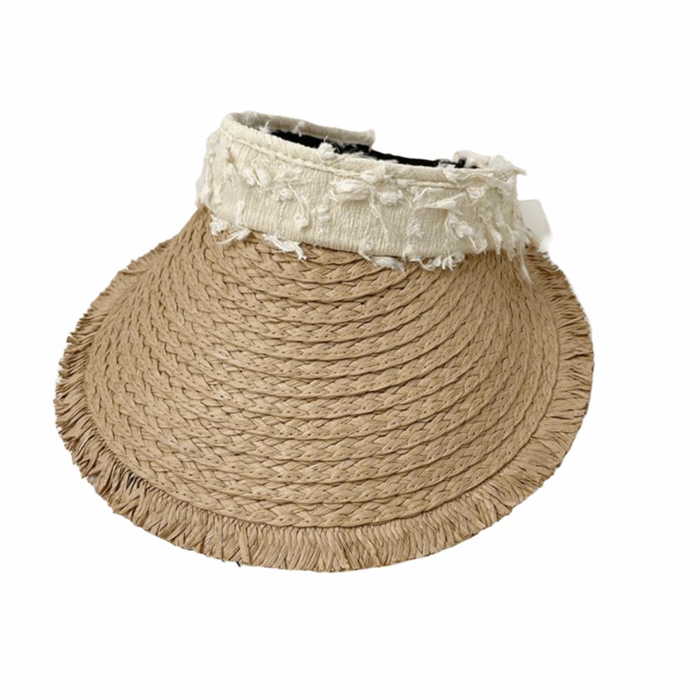 UV Protection Empty Top Straw Hat Woven Straw Folding Sunshade Hat Sunscreen Hat  Beach Vacation