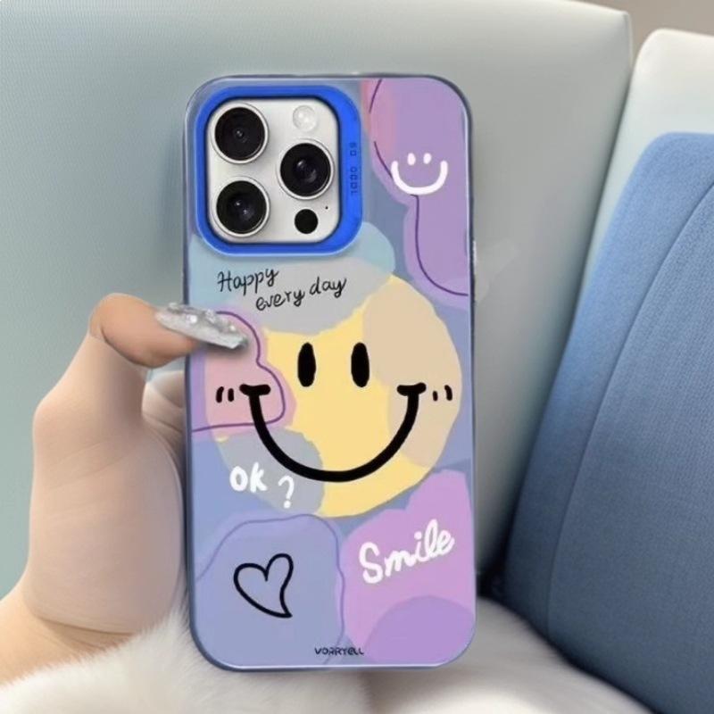 Graffiti smiley face is suitable for Apple 17Promax mobile phone case iPhone16 vitality case 15 European and American style 1413.