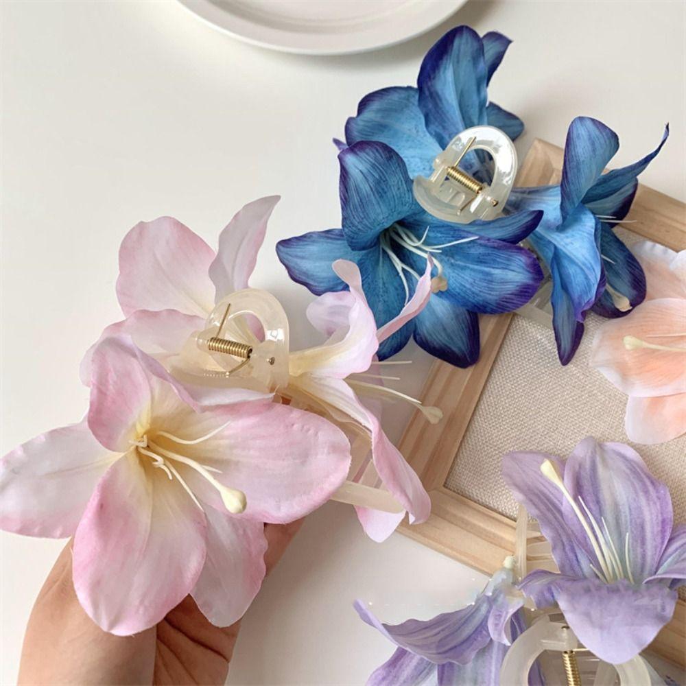 Ponytail Clip Calla Hair Clip Bohemia Barrettes Big Hair Claw Lilium Flower Hair Claw  Daily