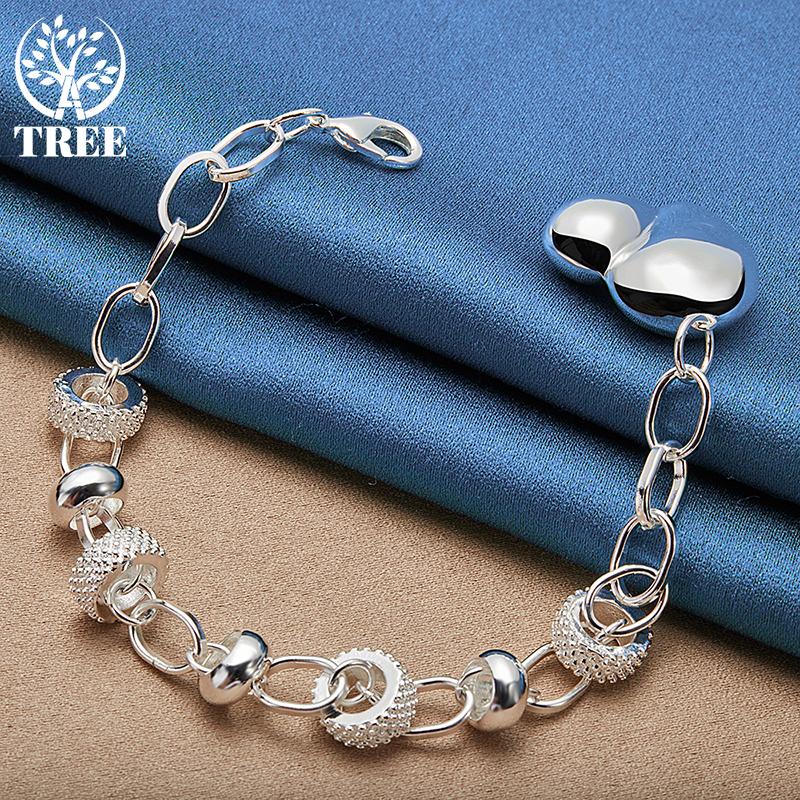 925 Sterling Silver Heart Love Chain Bracelet Jewelry