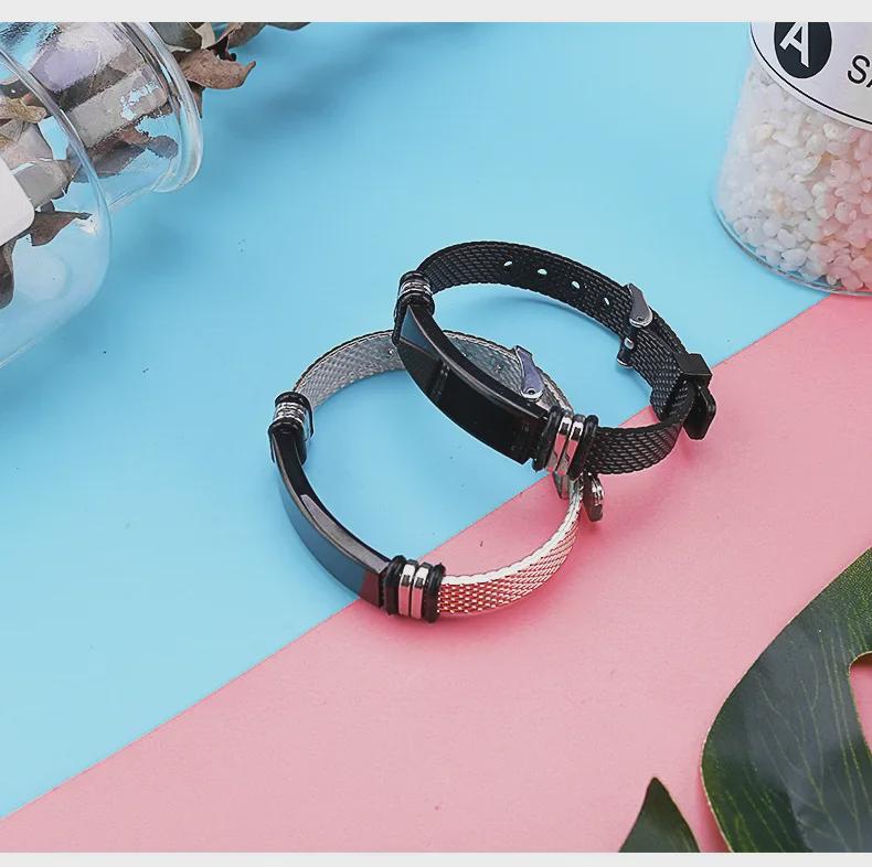 Valentine's Day Adjustable Engraved PVC & Stainless Steel Couple Bracelet