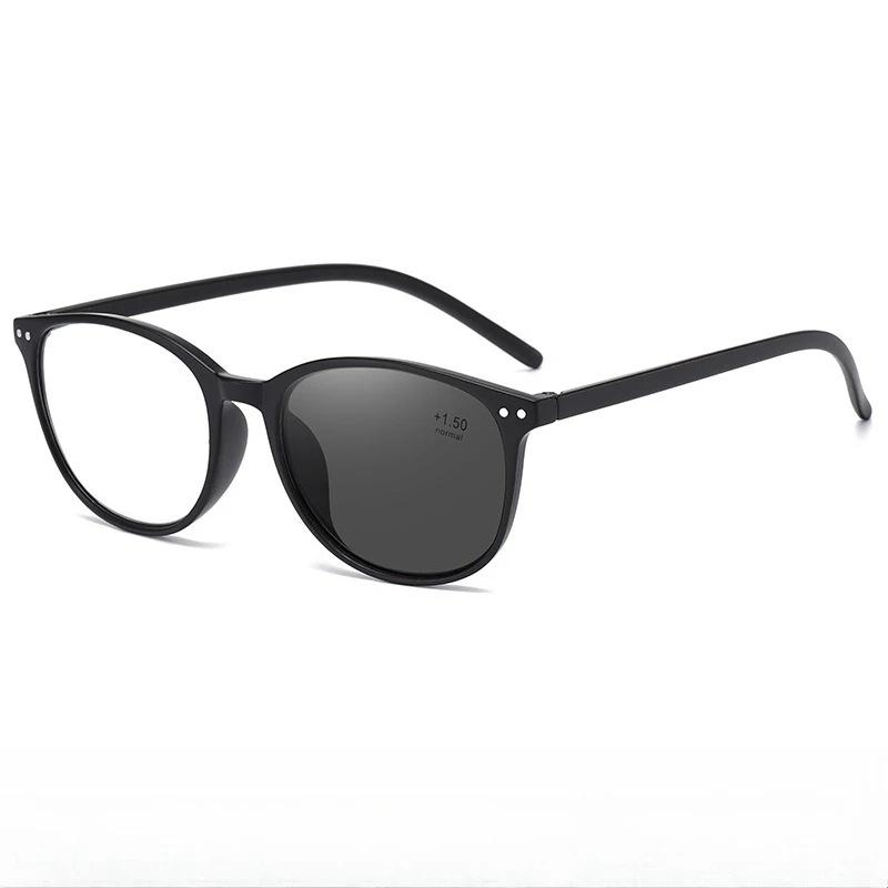 New Single-lens Photochromic Presbyopia Glasses Women's Fashion Round Frame High-definition Anti-blue Light Reading Glasses
