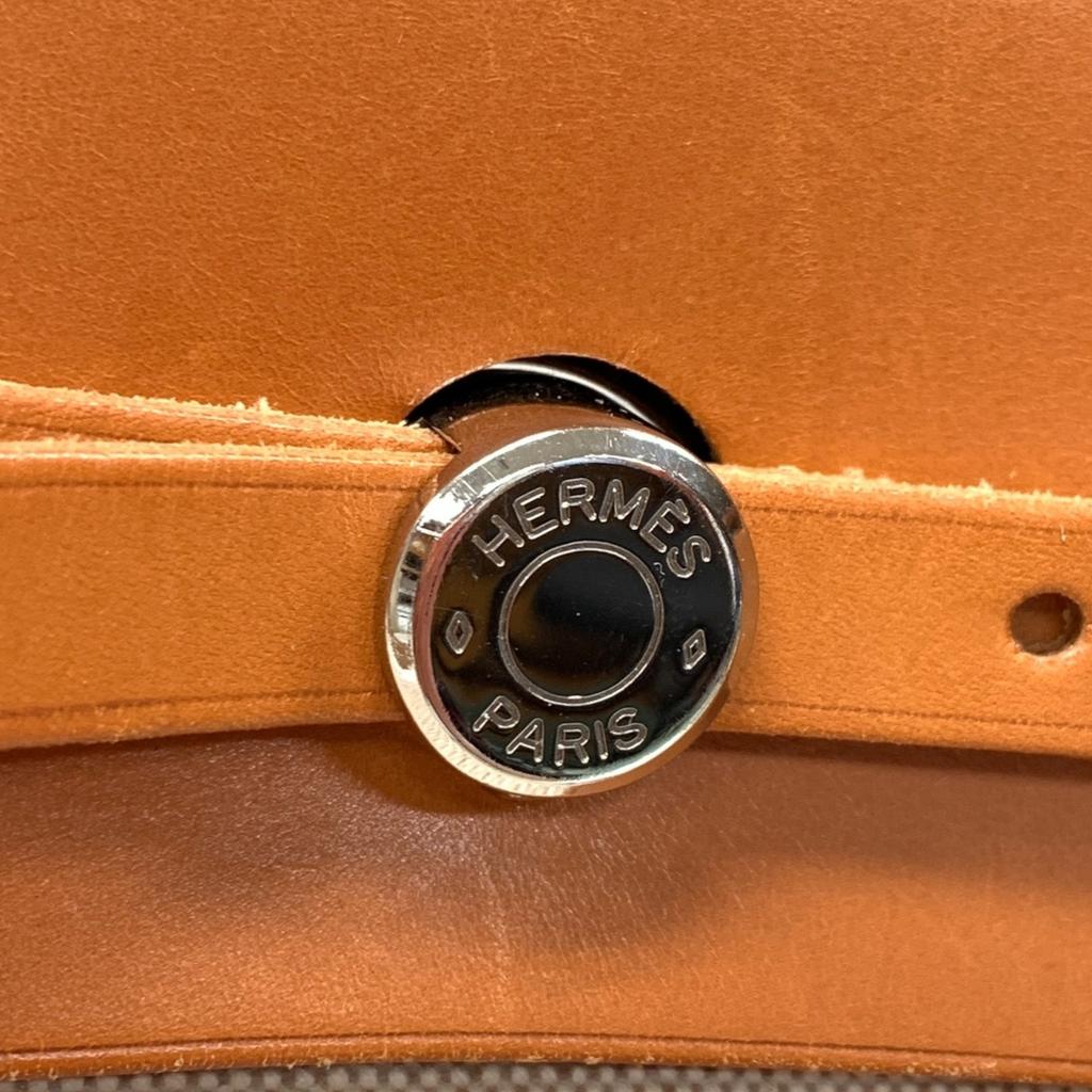 Used Hermes Herbag MM Tote Bag Canvas Beige Authentic 1186