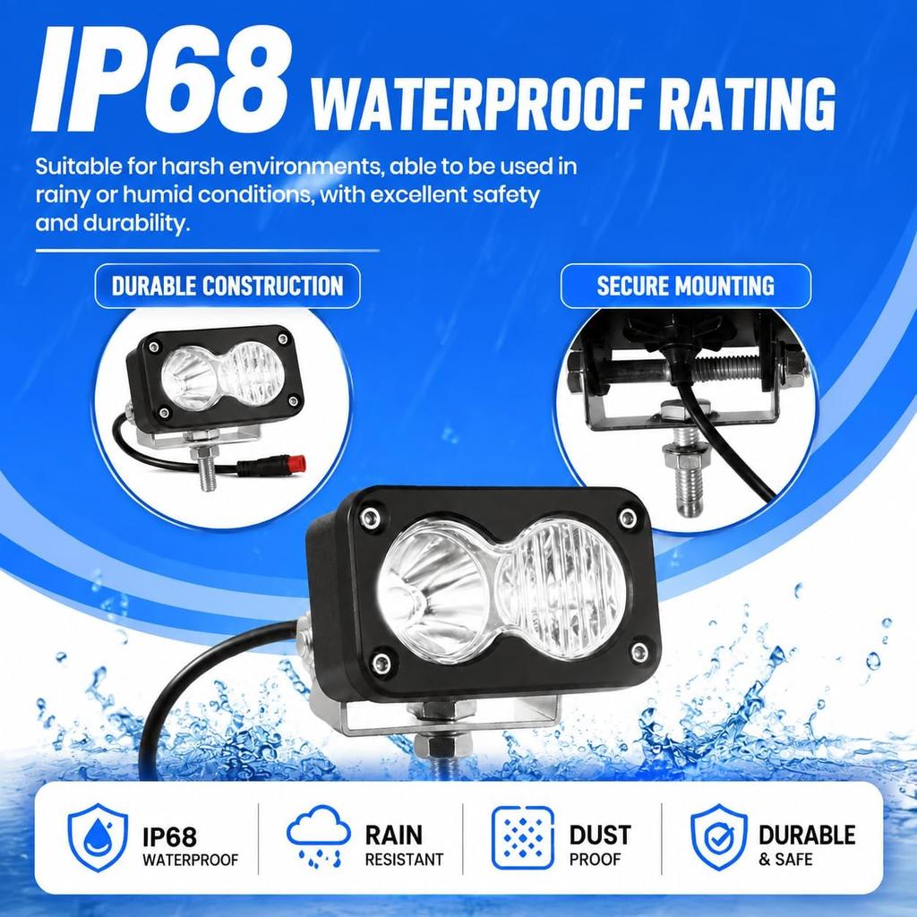 Faro per E-bike Per TST R002, Luce Anteriore Plug And Play Stile Baja Per Biciclette Rad Power RadRover RadRunner Connettore Julet a 2 Pin 12V-60V Impermeabile