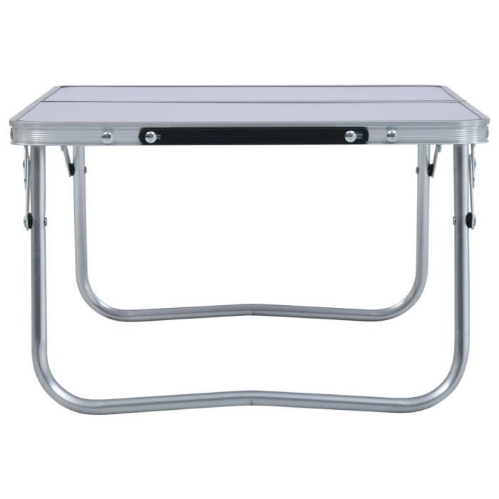 VidaXL Table pliable de camping Blanc Aluminium 60x40 cm