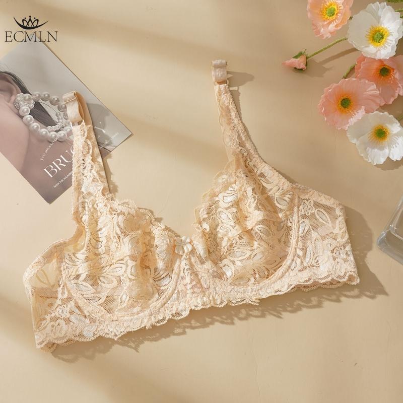 Sexy nádherná krajková dámská podprsenka bez vyztužení, plus velikost, ocelový kroužek, push-up podprsenka s dutým výstřihem