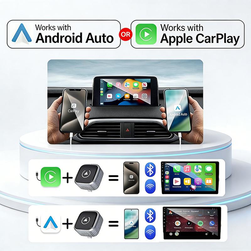 2026 Mini Wireless CarPlay Adapter Upgrade Wired to Wireless for CarPlay & Android Auto Plug and Play Fast Auto-Reconnect Stable
