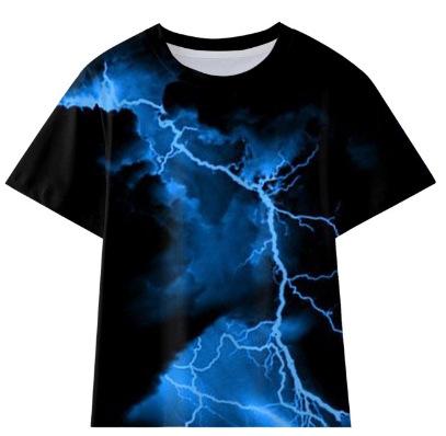 Source manufacturer, new children's clothing, lightning series children's short-sleeved T-shirt 3D printed short-sleeved T-shirt short-sleeved