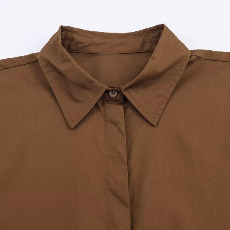 Womens Oversized Long Sleeve Shirt With Bow Detail Casual Button-Up Blouse Loose Fit 2025
