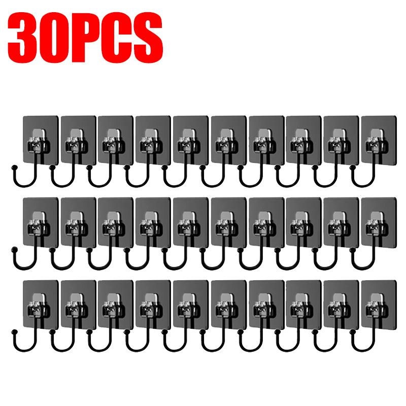 30/1 stk Selvklebende kroker Flerbruks dørvegghengekrok Kjøkken Bad Oppbevaring Sterke klistrekroker Håndkle Kåpeholdere