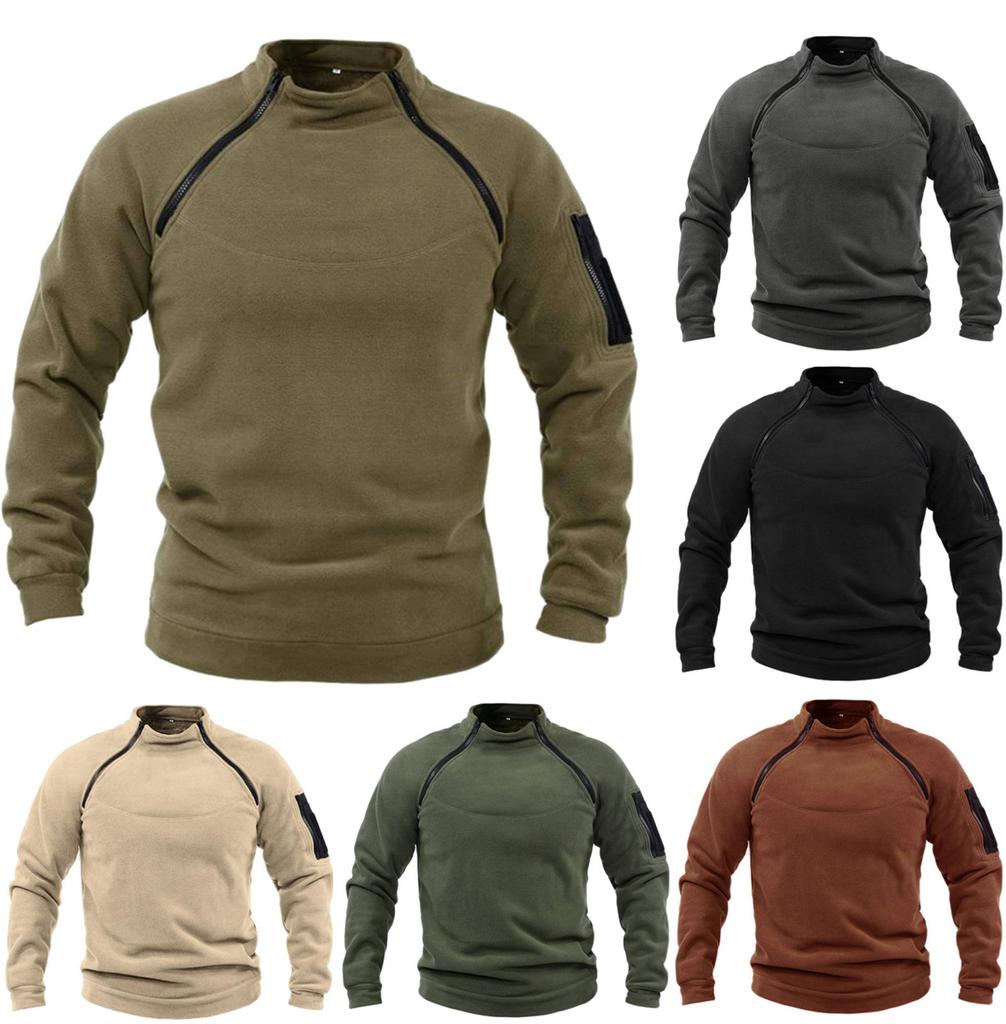 Men's Outdoor Jacket Hunting Clothes Warm Zippers Fleece Pullover Man Windproof Spring Winter Coat Thermal Underwear