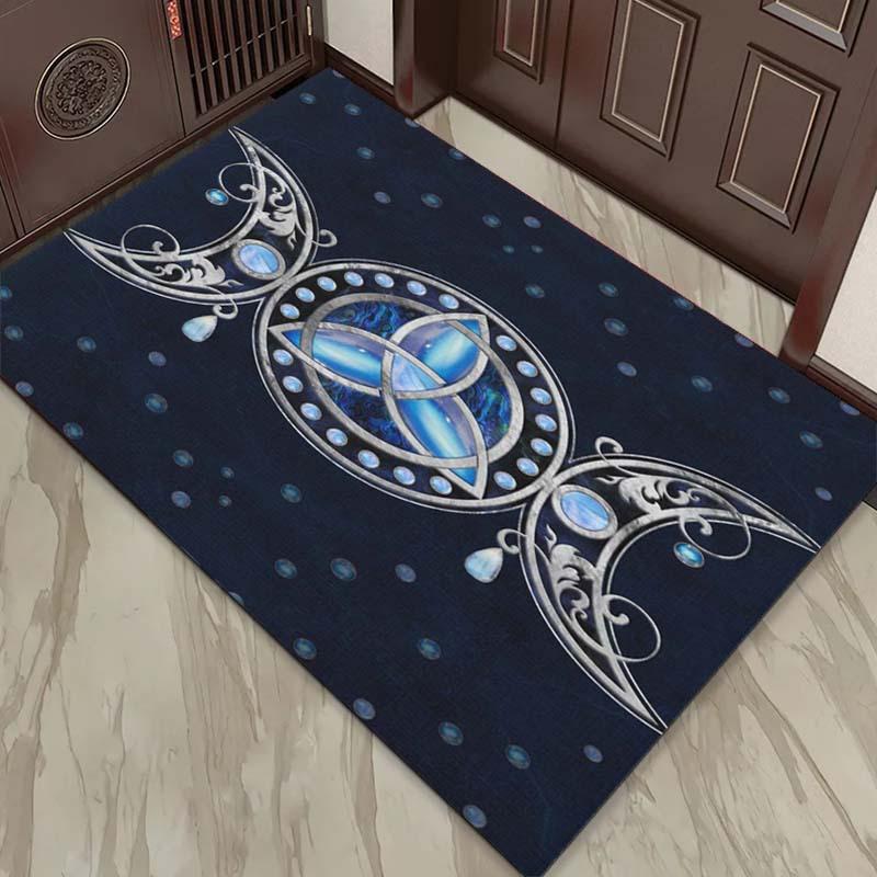 Blue Celtic Knot Rug for Mystical Home Decor - Ancient Symbolic Pattern Floor Art Anti slip carpet can be machine washed