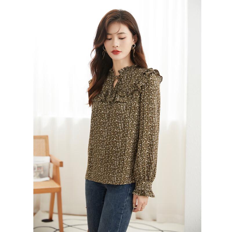 Iveni 2025 Autumn Chiffon Long-Sleeve Blouse STGL035 160/M