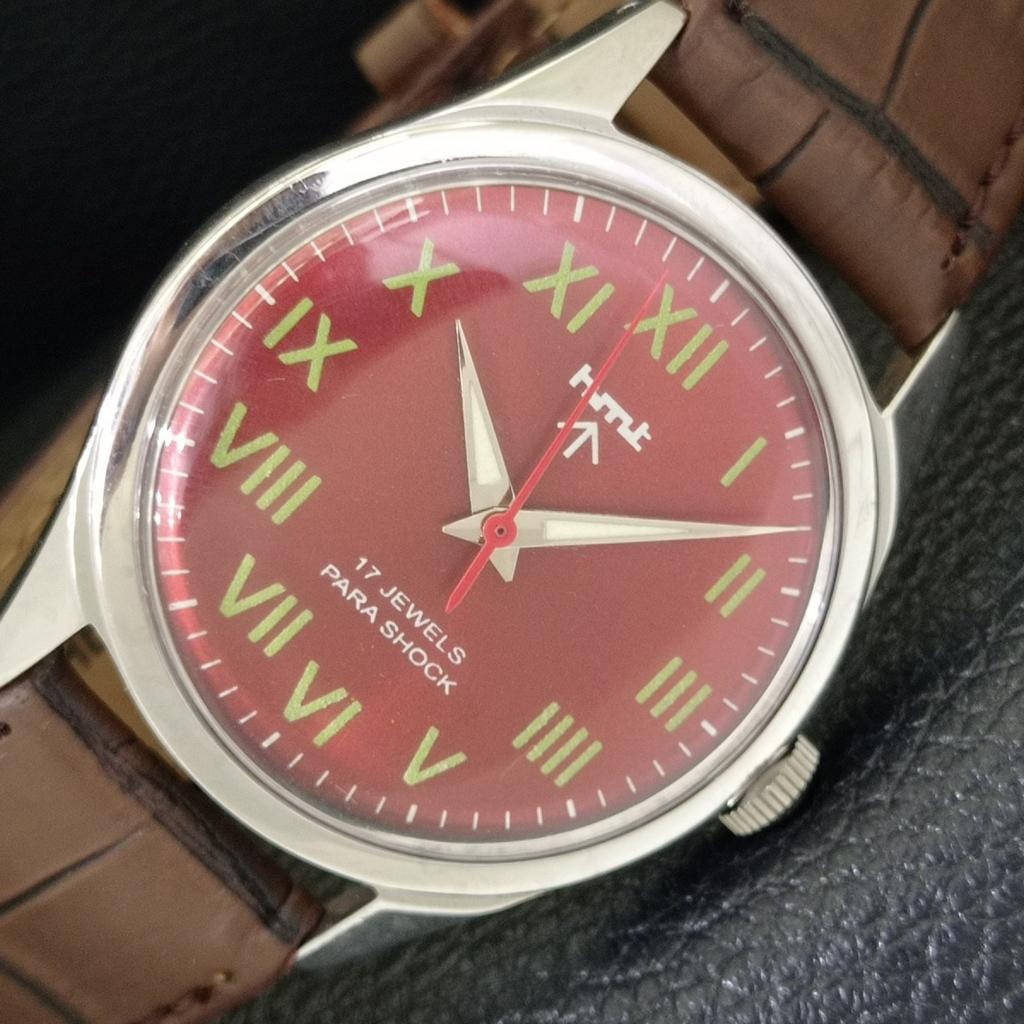 

HMT HAND-WINDING VINTAGE INDIAN MENS ROMAN FIGURE RED COLOR DIAL WATCH a702873-1 R211-a702873