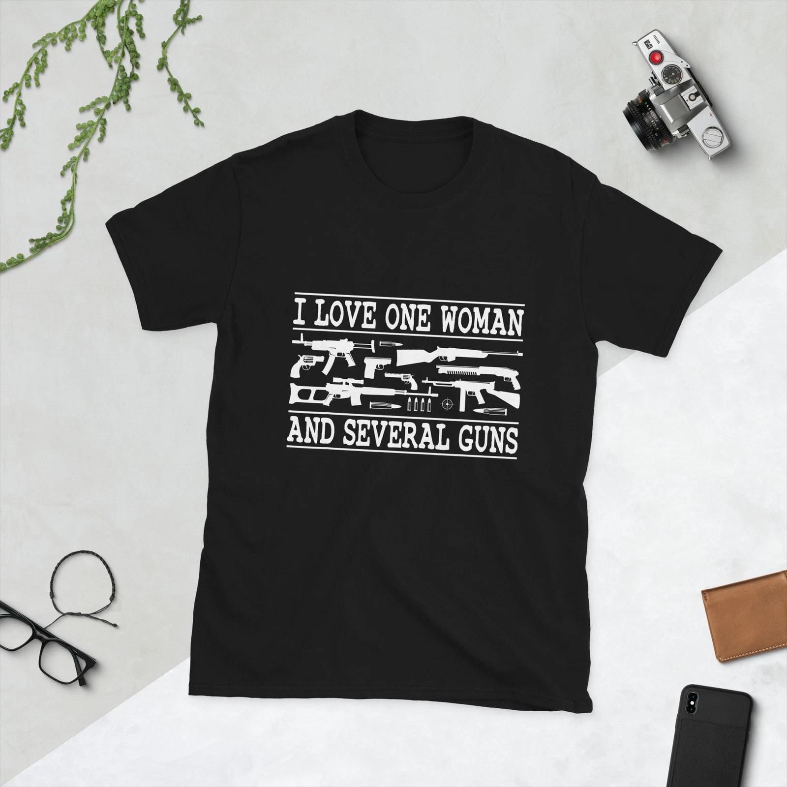 I Love One Woman and Several Guns Funny Gun Owner Graphic T-Shirt L