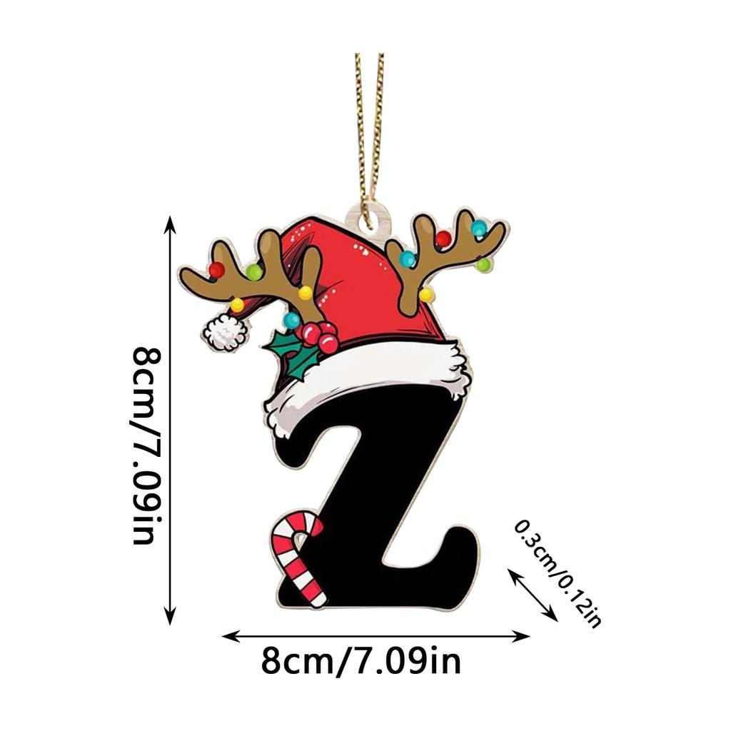 Christmas Ornament 26 Letters Deer Antlers Black Letter 2D Flat Design Each Festive Holiday Christmas Tree Hanging Decorating