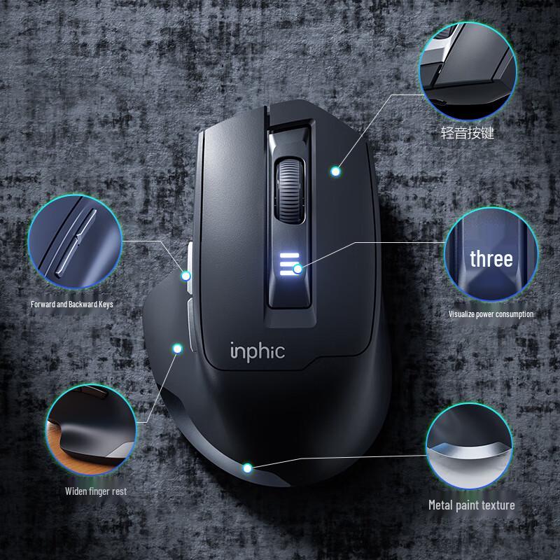 INPHIC M9 Ergonomic Rechargeable Silent Wireless Mouse