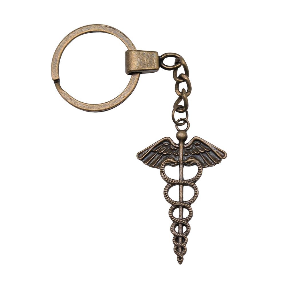Medical Caduceus Star Charm Keychain Nurse Doctor Pendant Dinosaur Key Ring 30mm