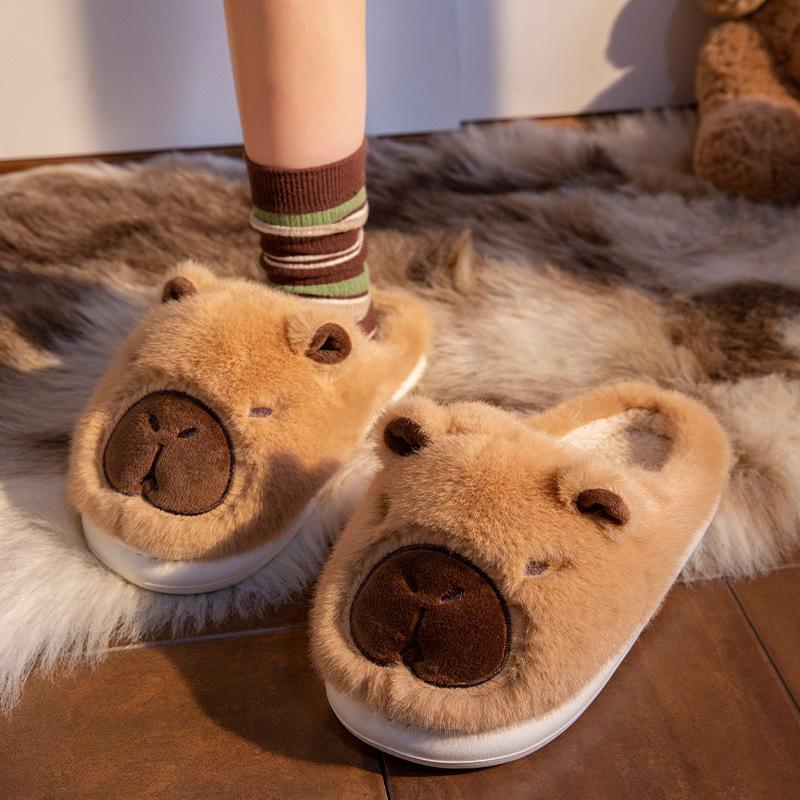 Kapibara Mao Mao Slippers Indoor Home Thermal Bag Head Cotton Slippers Universal At Home Autumn and Winter Outer Wear Thick Bottom