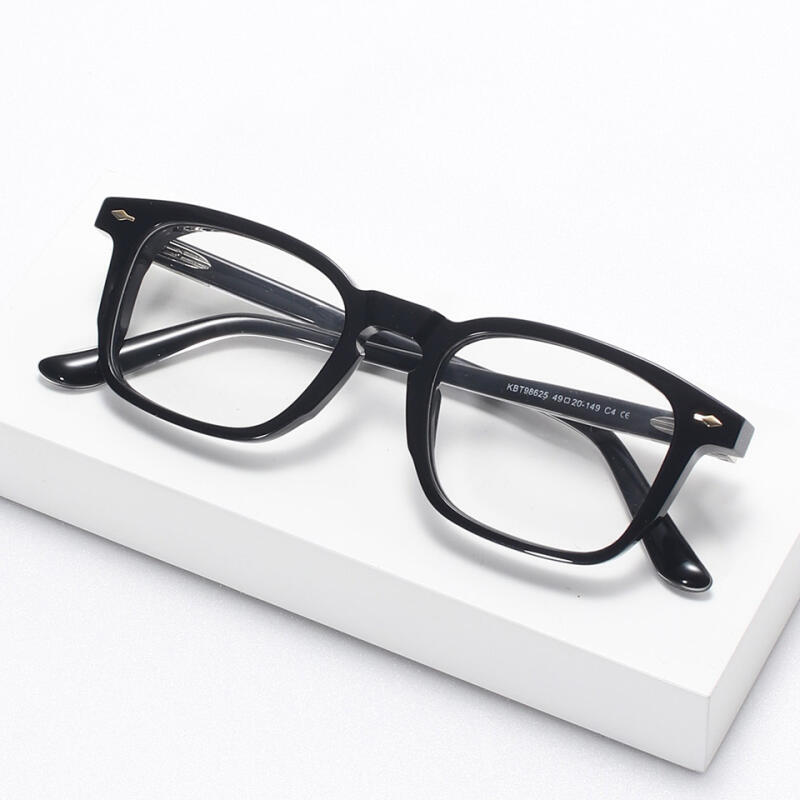 98625 Acetate Full-Frame Horn-Rimmed Glasses C4 Gray GRAY
