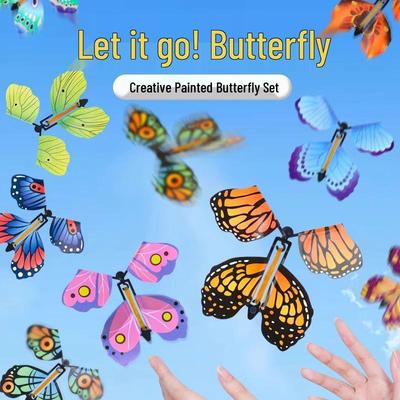 Flying Butterfly Children's Outdoor Toy Set: Spray Flower Gift Box with Bamboo Dragonfly and Boomerang